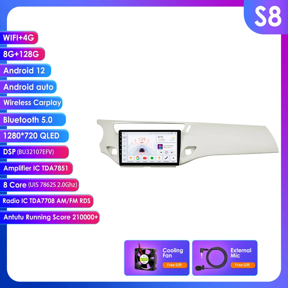 Citroen C3 DS3 2010-2016 Android 14 9" CarPlay Android Auto Radio RDS WIFI GPS BT 4G Car Multimedia autoradio AUTMATRDS3