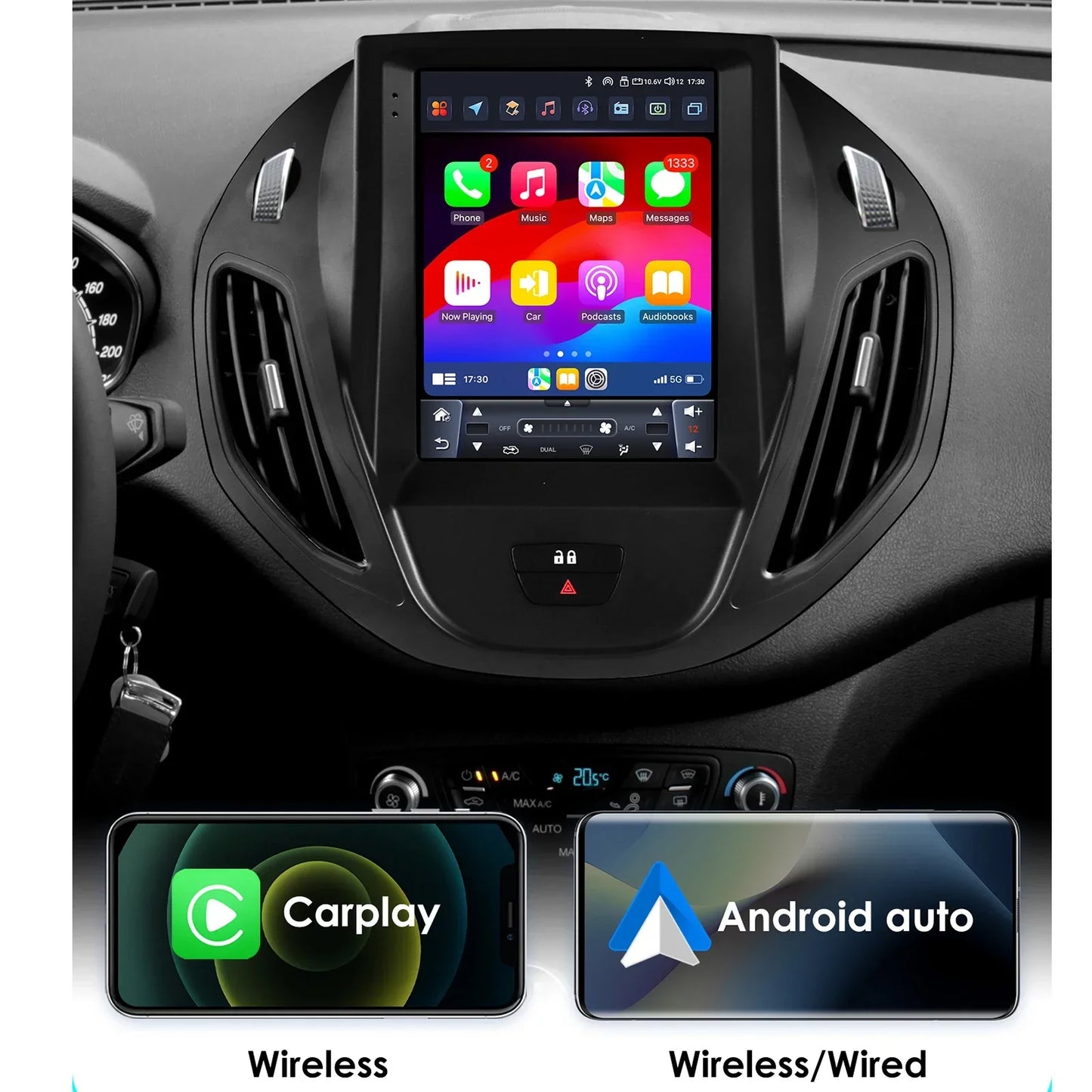 Ford Transit Tourneo 2012-2023 9,7" Android 14 Carplay Android auto wireless wifi bt gps 4g AUTM1KTA