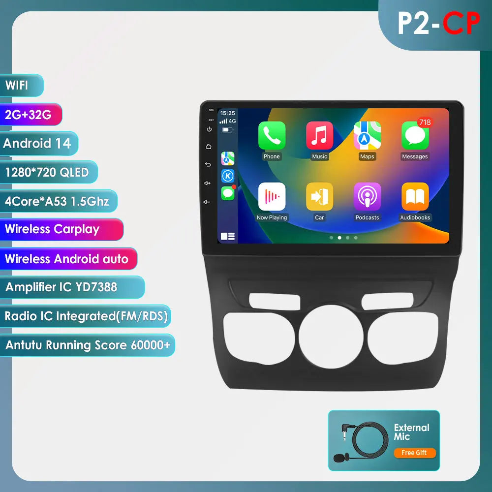 Citroen C4 C4L 2013-2017 9" Android 14 Carplay Android auto wireless wifi bt gps 4g AUTMFEMA