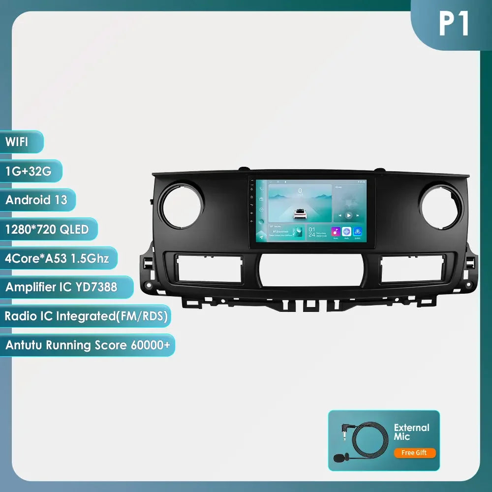 Renault Master 2003 - 2011 9" Android 14 Carplay Android auto wireless wifi bt gps 4g  AUTMAV61