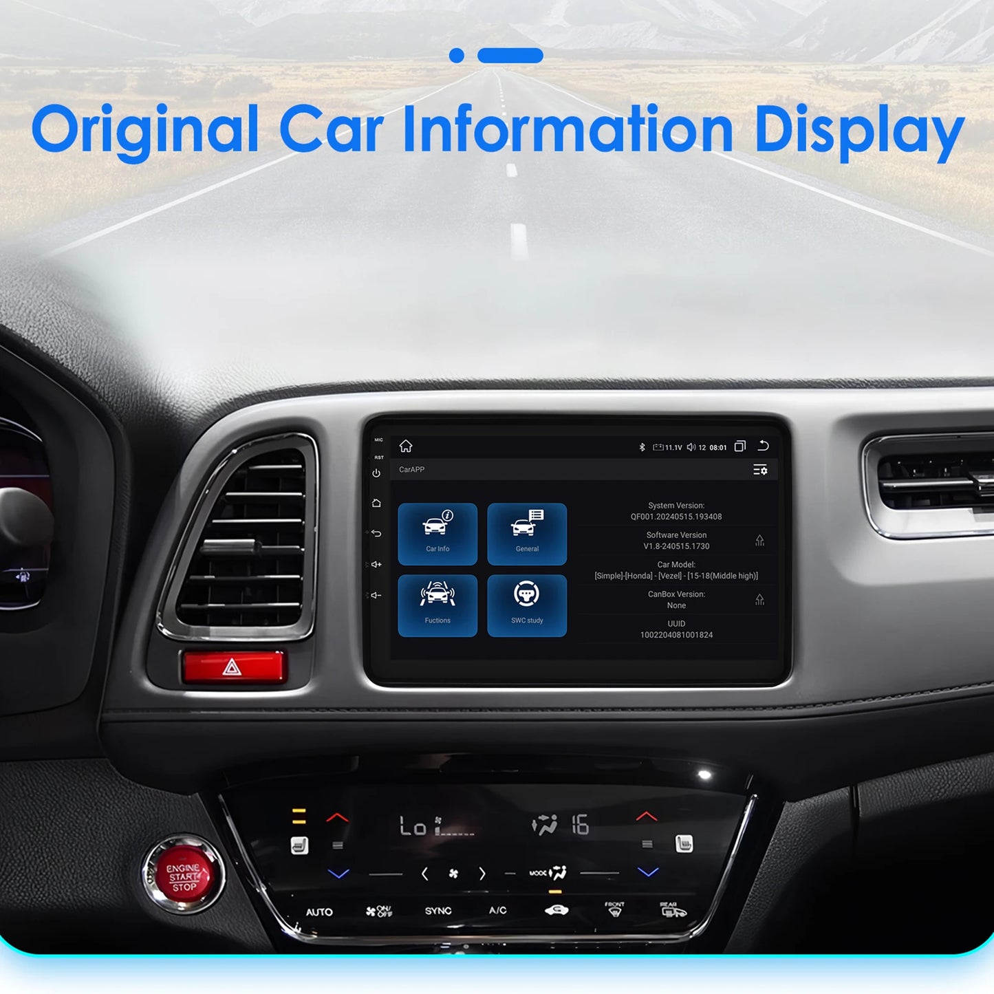 Honda Vezel HR-V HRV HR V XRV 2013-2022 " Android 14 Carplay Android auto wireless wifi bt gps 4g AUTMQBOO