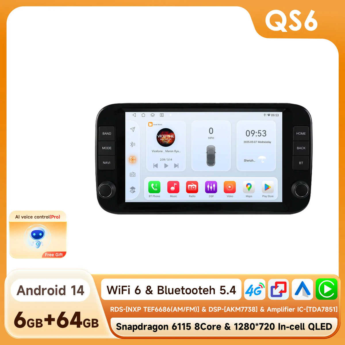 Fiat Panda 2013 - 2024 9" CarPlay Android Auto Radio RDS Multimedia Player GPS WIFI AUTM3LGW
