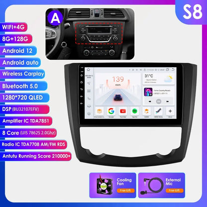 Renault Kadjar 2015-2019  9" Android 14 Carplay Android auto wireless wifi bt gps 4g AUTM83VU