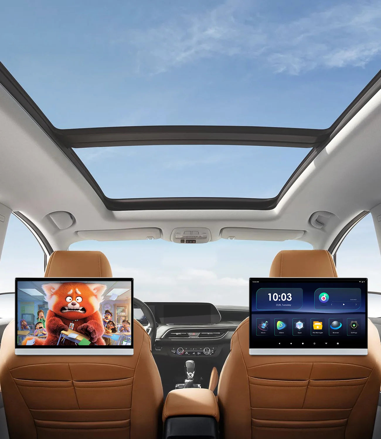 13.3 ''Poggiatesta Android Car TV  Monitor1920 * 1080P FHD IPS Touch screen  Quad Core 2 + 32GB con HDMI IN OUT AV IN HM136AC