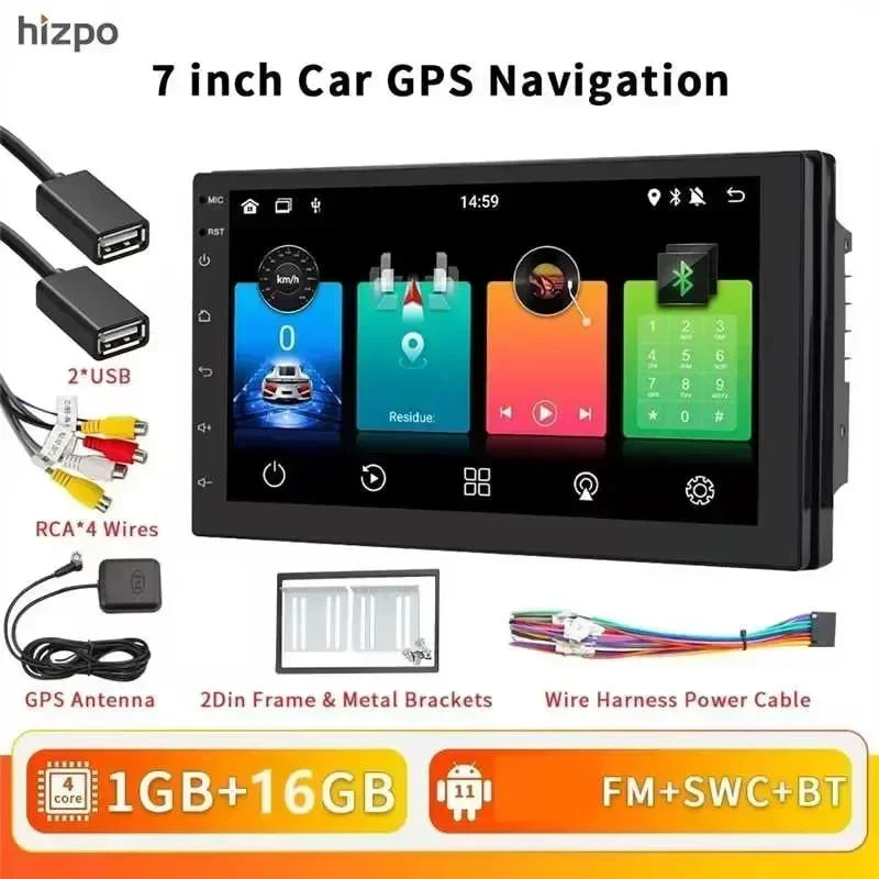 Universale 2 DIN 7" Android 14 Carplay Android auto wireless wifi bt gps 4g AUTMIYLG