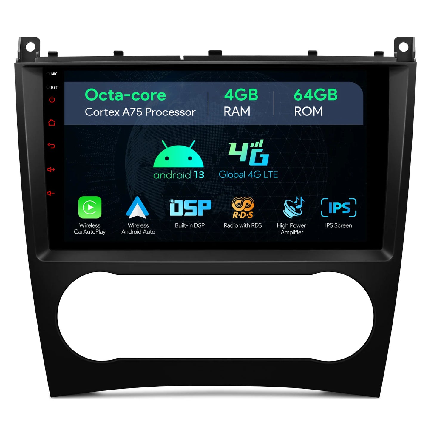 Mercedes Benz CLK-Class W209 2005-2006  9'' Android 13 Car Multimedia Player  Built-in 4G DSP Android AUTO CarAutoPlay  IAP92M209S