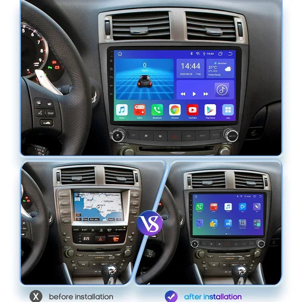 Lexus IS250 IS300 IS200 IS220 IS350 2006-2012  10,1" Android 14 Carplay Android auto wireless wifi bt gps 4g AUTMISXLM