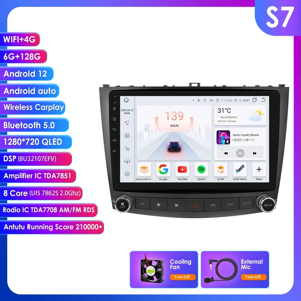 Lexus IS250 IS300 IS200 IS220 IS350 2006-2012  10,1" Android 14 Carplay Android auto wireless wifi bt gps 4g AUTMISXLM