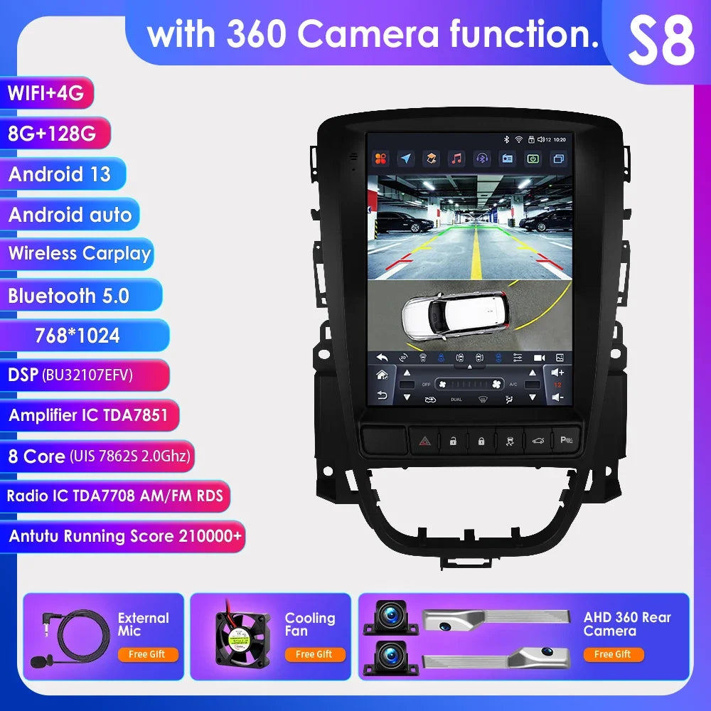 Opel Astra J Vauxhall Buick Verano 2009-2013 9,7" Android 14 Carplay Android auto wireless wifi bt gps 4g  AUTMPT97