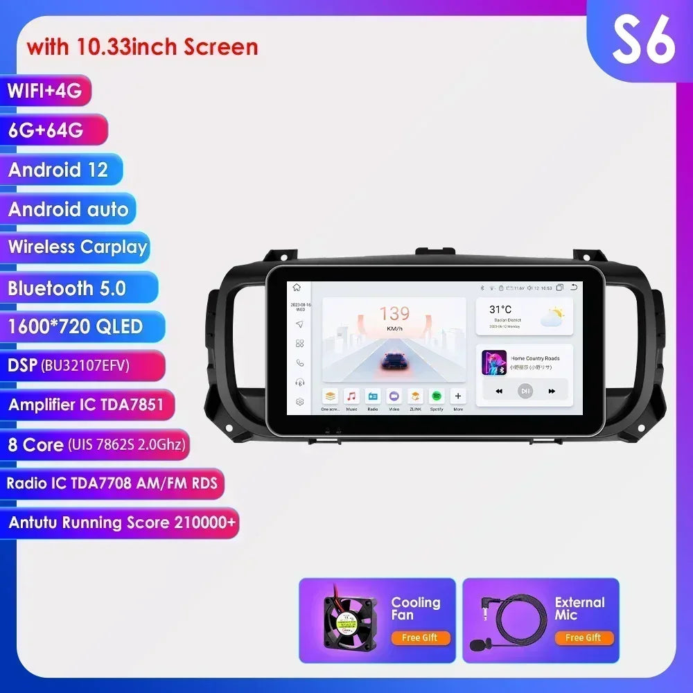 Peugeot Expert 3 Citroen Jumpy 3 SpaceTourer 2016-2021 9"/ 10,33" Android 14 Carplay Android auto wireless wifi bt gps 4g  AUTMZEUM