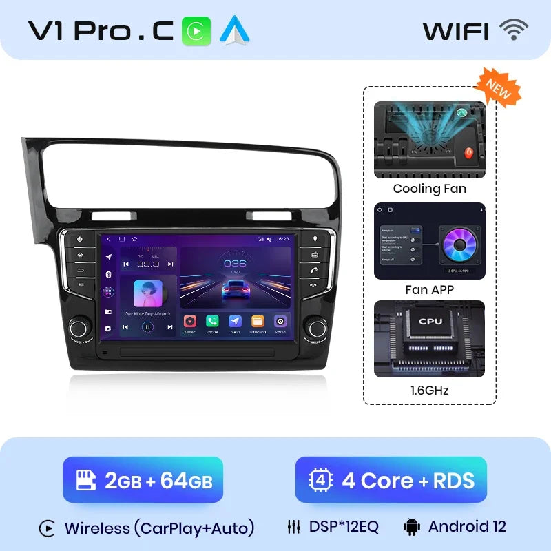 VW Golf 7 2013-2017 9"  Wireless CarPlay Android Auto Radio RDS  Multimedia GPS WIFI BT AUTMGVWL7