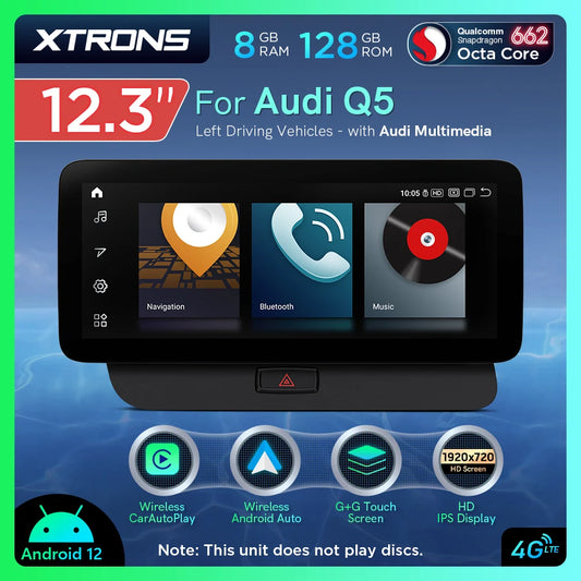 Audi Q5 12.3'' Android 12 Car Radio For  Octa Core 8+128 Stereo with 4G QXA22UCMPA12Q5L