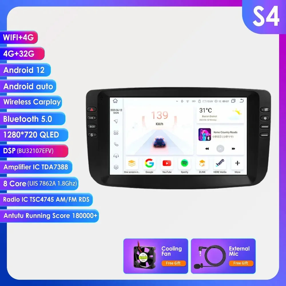Fiat Punto EVO 2009-2015 9" Android 14 Carplay Android auto wireless wifi bt gps 4g  AUTM0FBN