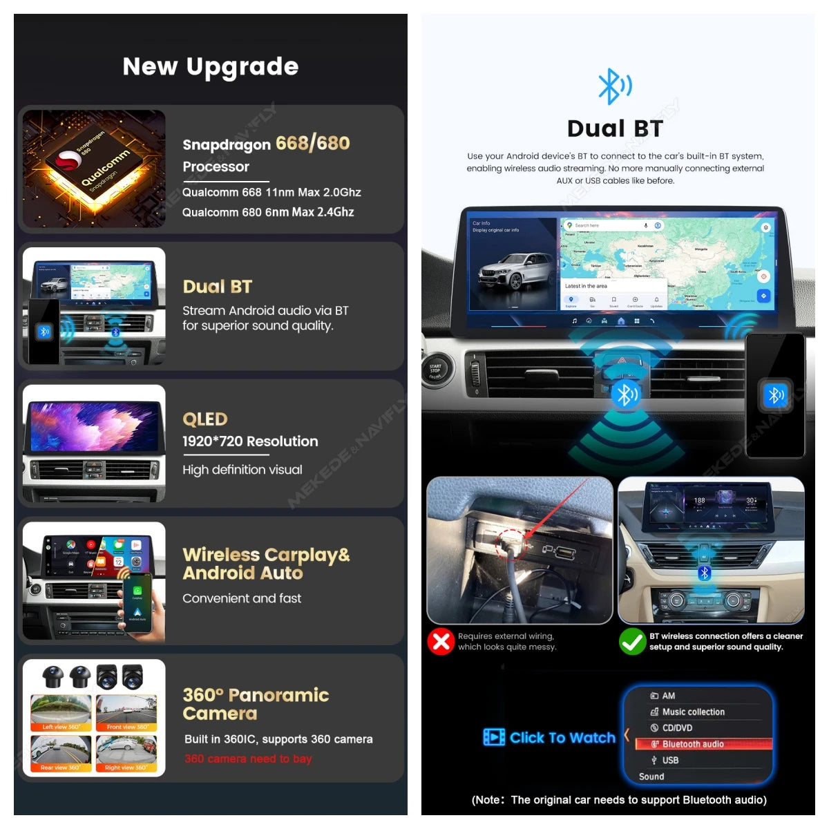 BMW X1 X2 F48 F49 F39 2016-2020 NBT EVO 10,25"  Qualcomm 668/680 Wireless CarPlay Android Auto  Multimedia   HD 1920*720 QLED Dual BT 4G LTE Supporta 360 Camera AHD WIFI  AUTM5B86