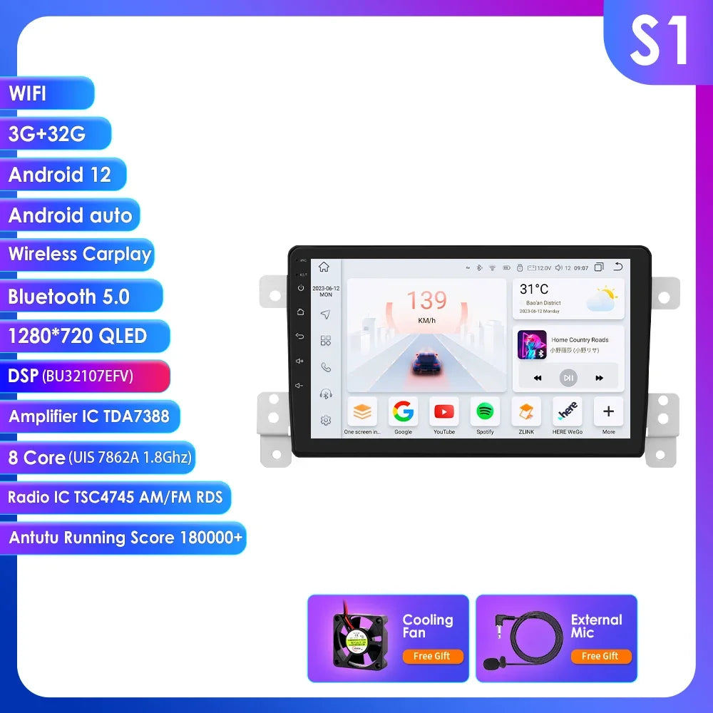 Suzuki Grand Vitara 3 2005 - 2015 9" Android 14 Carplay Android auto wireless wifi bt gps 4g AUTMAVRG