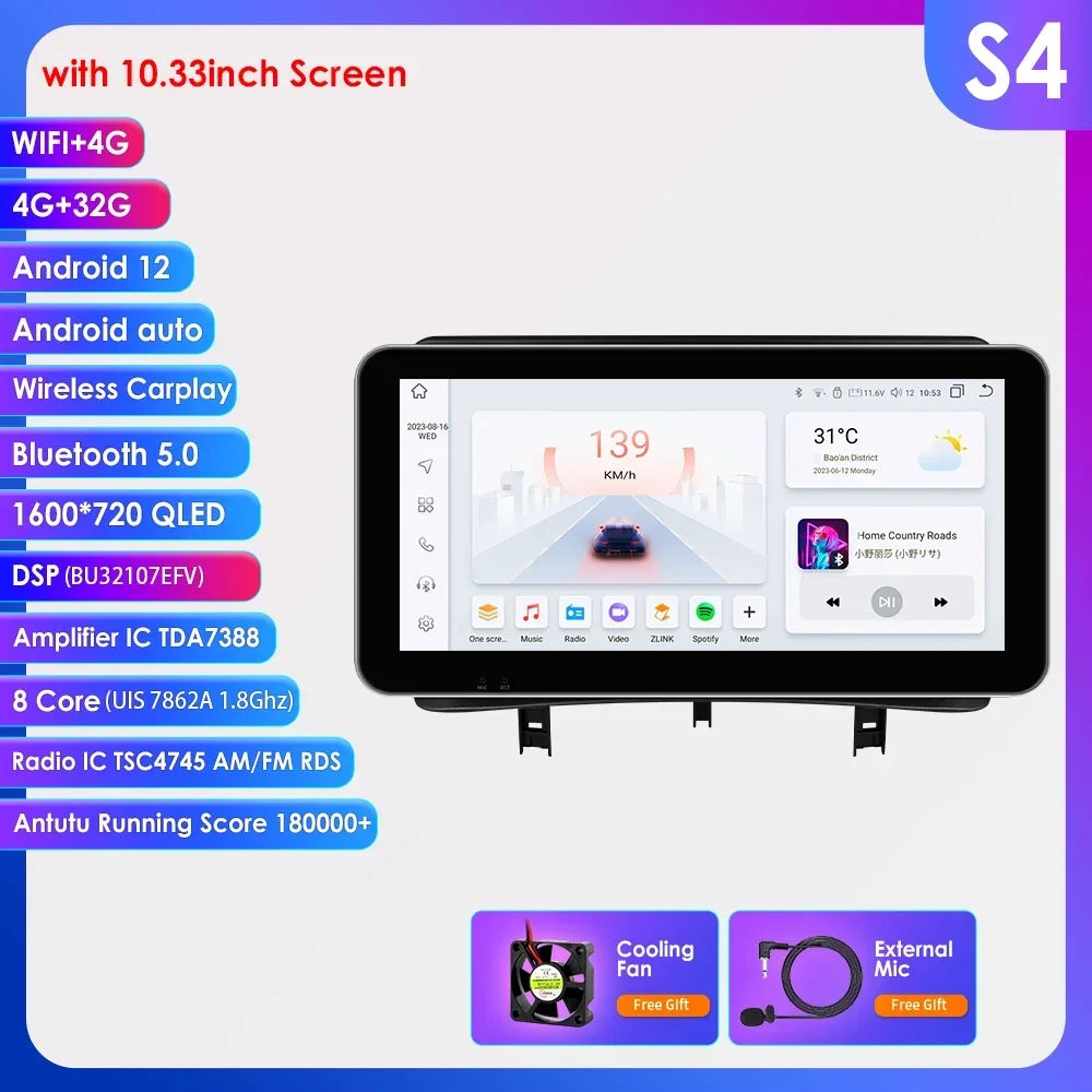 Renault CLIO 3 2005-2014 9" Android 14 Carplay Android auto wireless wifi bt gps 4g  AUTMZ8RB