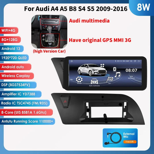 Audi A4 A4L B8 2009 - 2016 10,25" Android 14 Carplay Android auto wireless wifi bt gps 4g  AUTMCYZ9