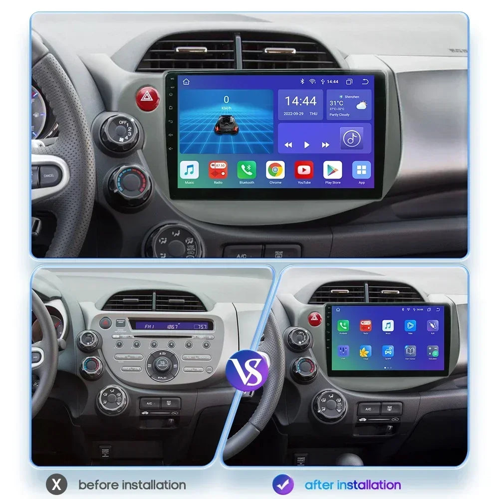 HONDA FIT JAZZ 2007-2013 9" Android 14 Carplay Android auto wireless wifi bt gps 4g  AUTMJZFHD