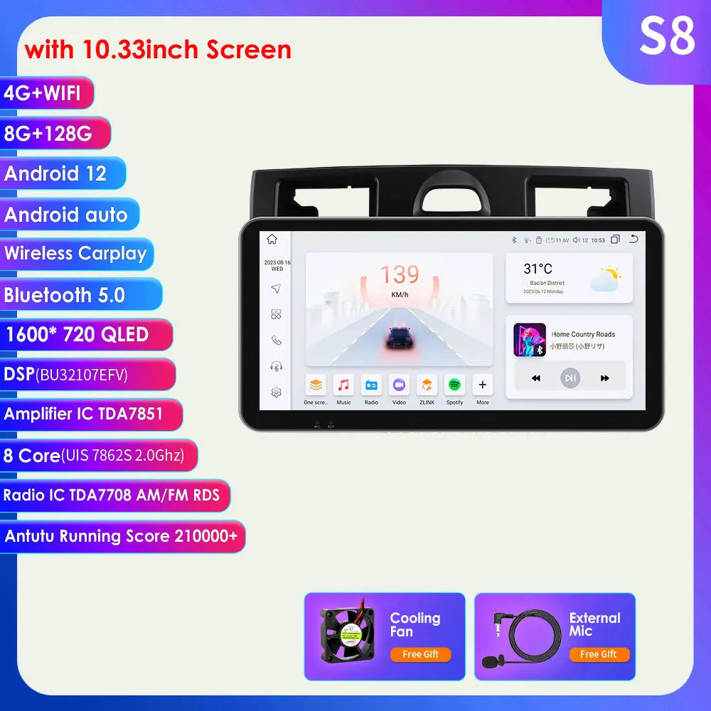Ford Fiesta Mk VI 5 Mk5 2002 - 2008 9" Android 14 Carplay Android auto wireless wifi bt gps 4g  AUTMRL7L