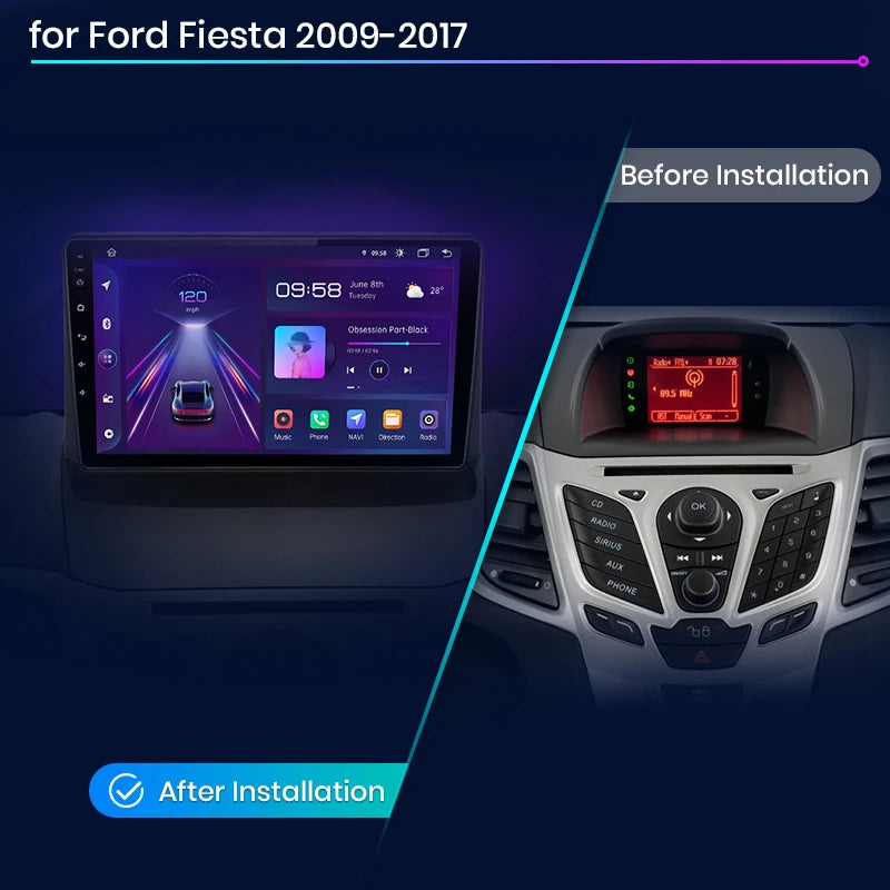 Ford Fiesta 2009-2017 Android 12 9"  V1 Wireless CarPlay Android Auto Radio  Car Multimedia GPS 2din autoradio AUTMFFSTR9