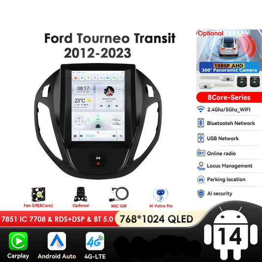 Ford Transit Tourneo 2012-2023 9,7" Android 14 Carplay Android auto wireless wifi bt gps 4g AUTM1KTA