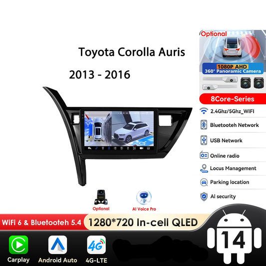 Toyota Auris Corolla 2013-2016 9" Android 14 Carplay Android auto wireless wifi bt gps 4g AUTMRSRTD