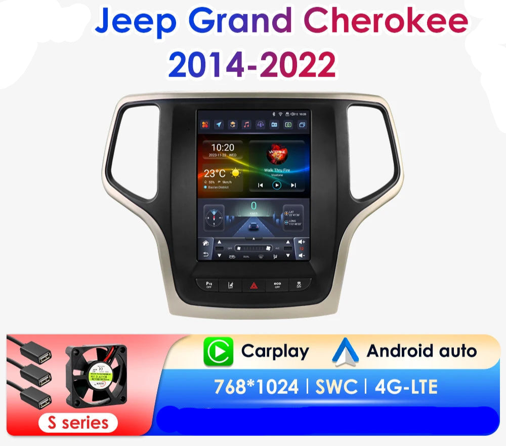 Jeep Grand Cherokee 2014-2022 9.7'' Android13 Carplay Android auto wireless  Radio RDS  WIFI BT GPS USB 4G AUTMJPGC2