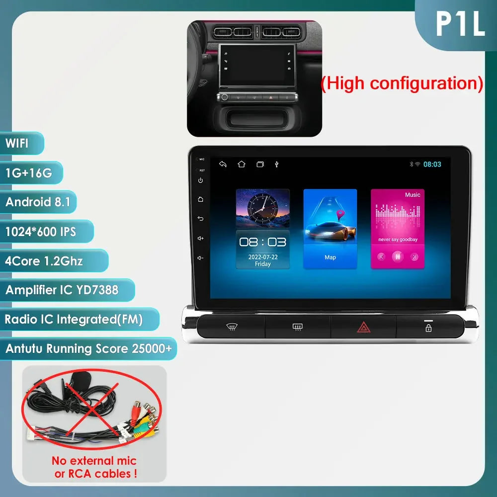 Citroen C3 C4 Aircorss  2017 - 2023 9" ANDROID 12 Carplay Android auto wireless radio RDS WIFI GPS BT USB AUTMCTRC349