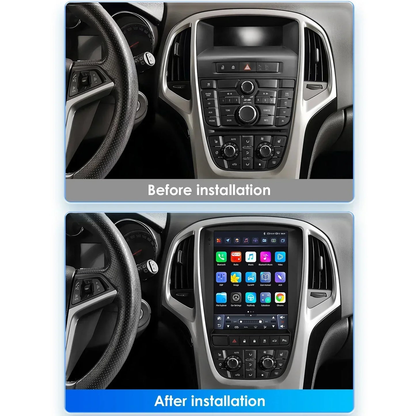 Opel Astra J Vauxhall Buick Verano 2009-2013 9,7" Android 14 Carplay Android auto wireless wifi bt gps 4g  AUTMPT97