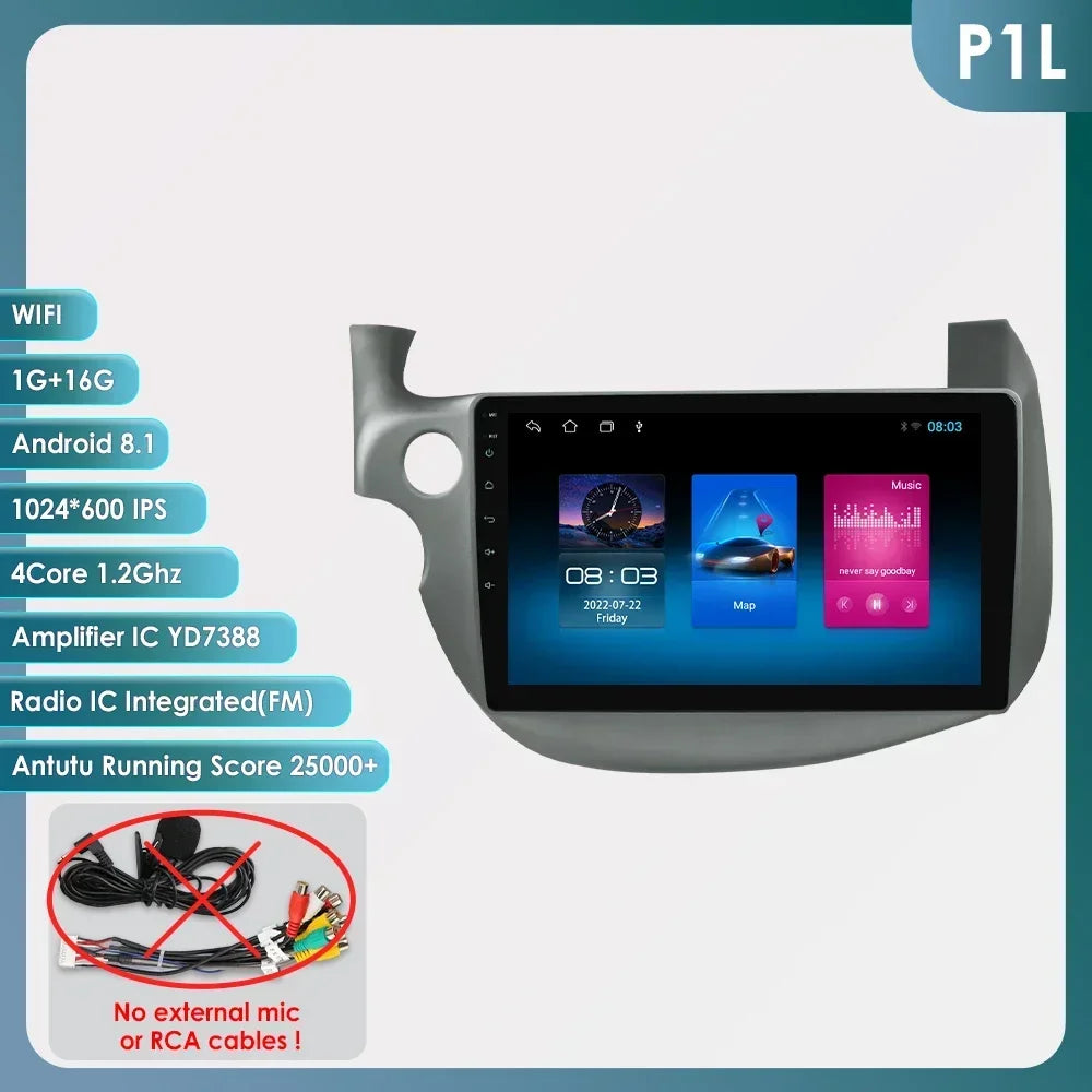 HONDA FIT JAZZ 2007-2013 9" Android 14 Carplay Android auto wireless wifi bt gps 4g  AUTMJZFHD