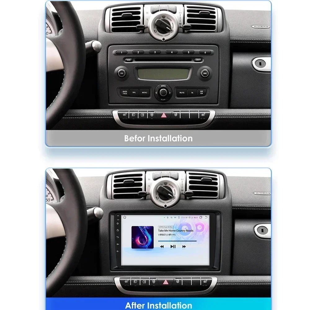 Smart Fortwo 2006-2010 9" Android 14 Carplay Android auto wireless wifi bt gps 4g AUTMB3CC