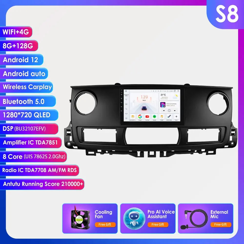 Renault Master 2003 - 2011 9" Android 14 Carplay Android auto wireless wifi bt gps 4g  AUTMAV61