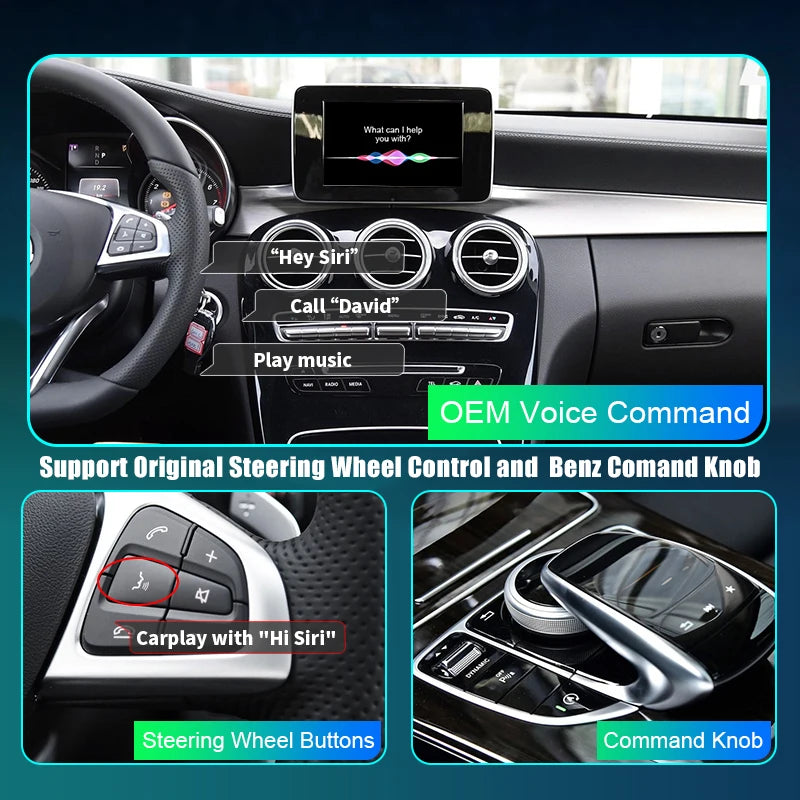 Mercedes Benz C-Class W205 & GLC 2015-2018 Wireless CarPlay  Android Auto  Mirror Link AirPlay GPS AUTMMBCCWG3