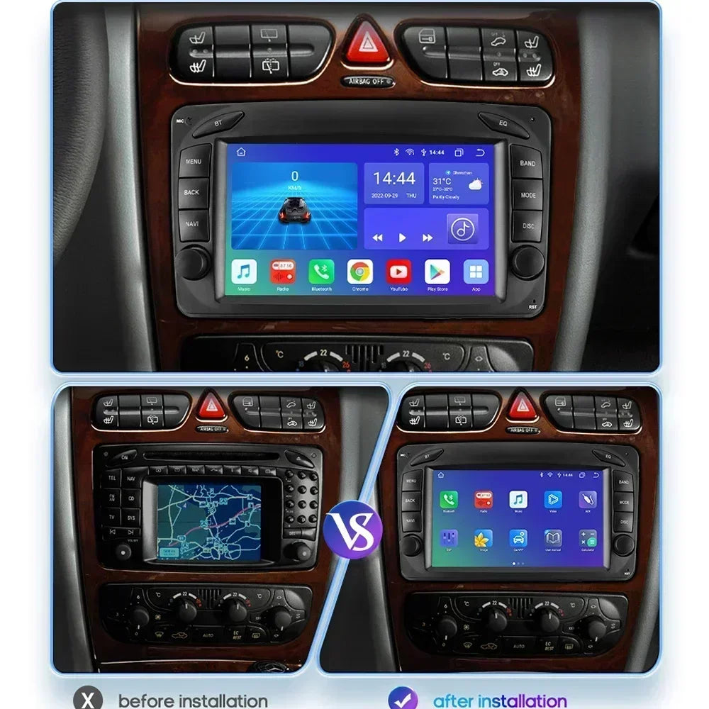 Mercedes Benz CLK C209 W209 W203 W463 W168 Viano 7" Android 14 Carplay Android auto wireless wifi bt gps 4g  AUTM3WB7