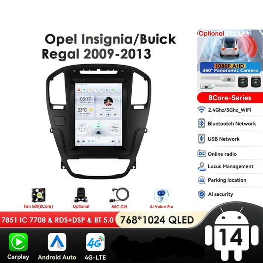 Opel Insignia Buick Regal 2008-2013 9,7" Android 14 Carplay Android auto wireless wifi bt gps 4g  AUTMR7CU