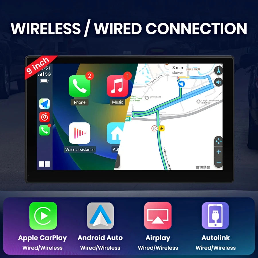 9 pollici touch screen Bluetooth Mirrorlink wireless  Carplay e Android Auto AUTMNAVPT1