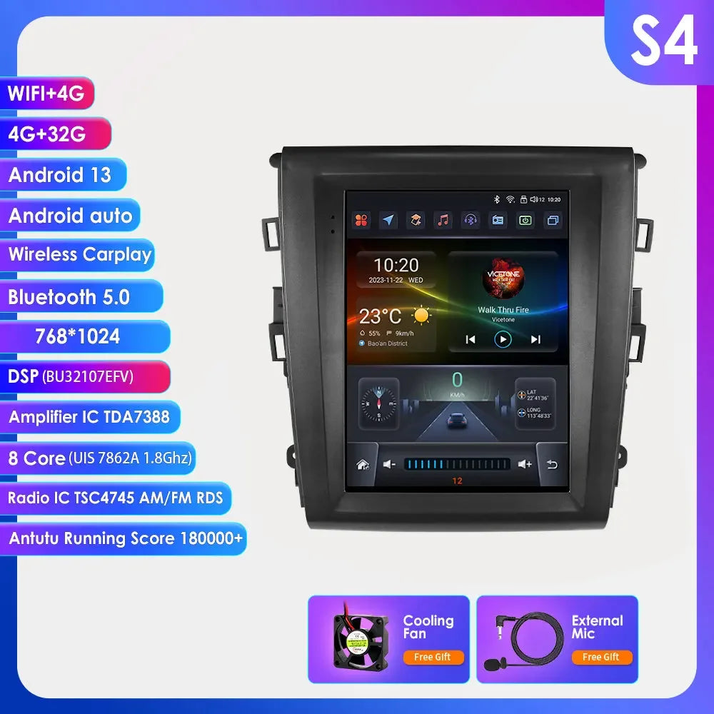 Ford Fusion/Mondeo MK5 2013-2019 9,7" Android 14 Carplay Android auto wireless wifi bt gps 4g  AUTMZL3K