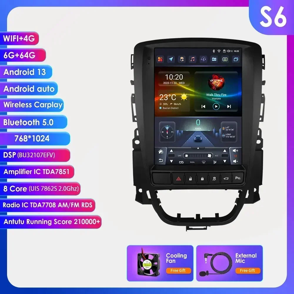 Opel Astra J Vauxhall Buick Verano 2009-2013 9,7" Android 14 Carplay Android auto wireless wifi bt gps 4g  AUTMPT97