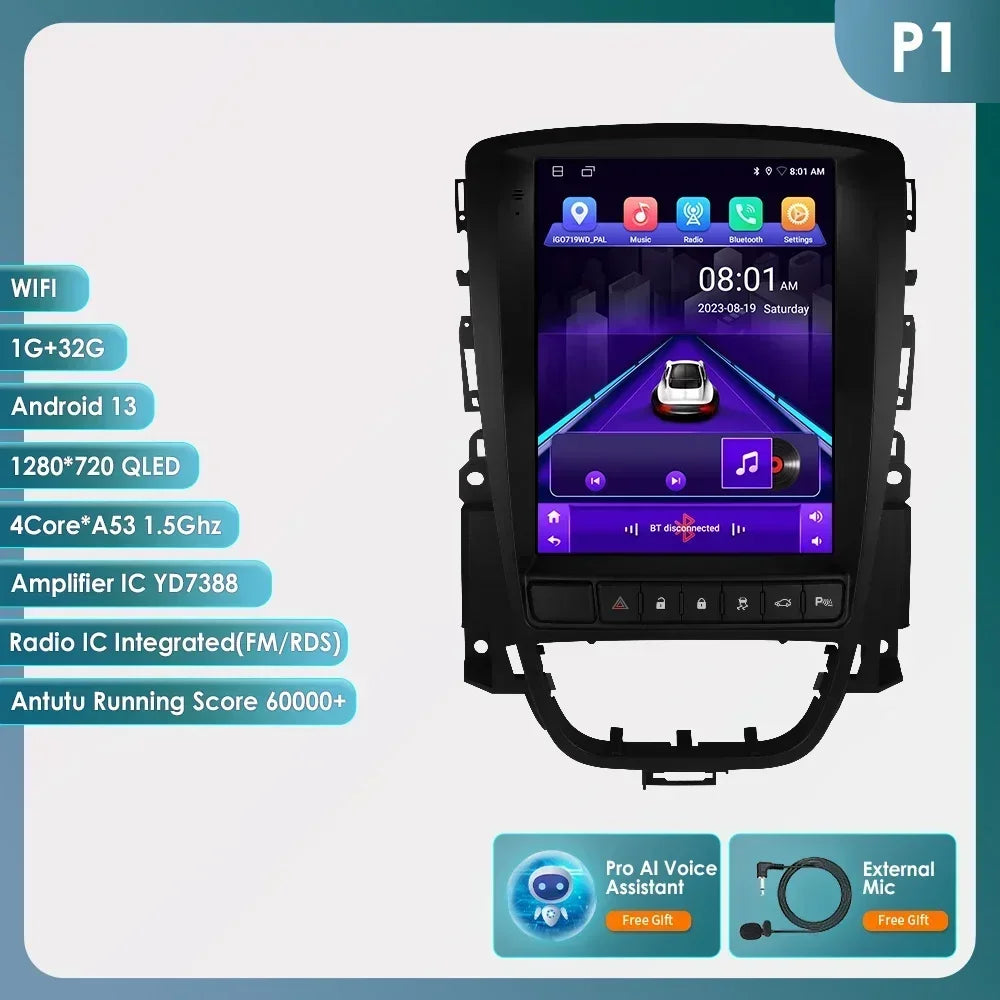 Opel Astra J Vauxhall Buick Verano 2009-2013 9,7" Android 14 Carplay Android auto wireless wifi bt gps 4g  AUTMPT97