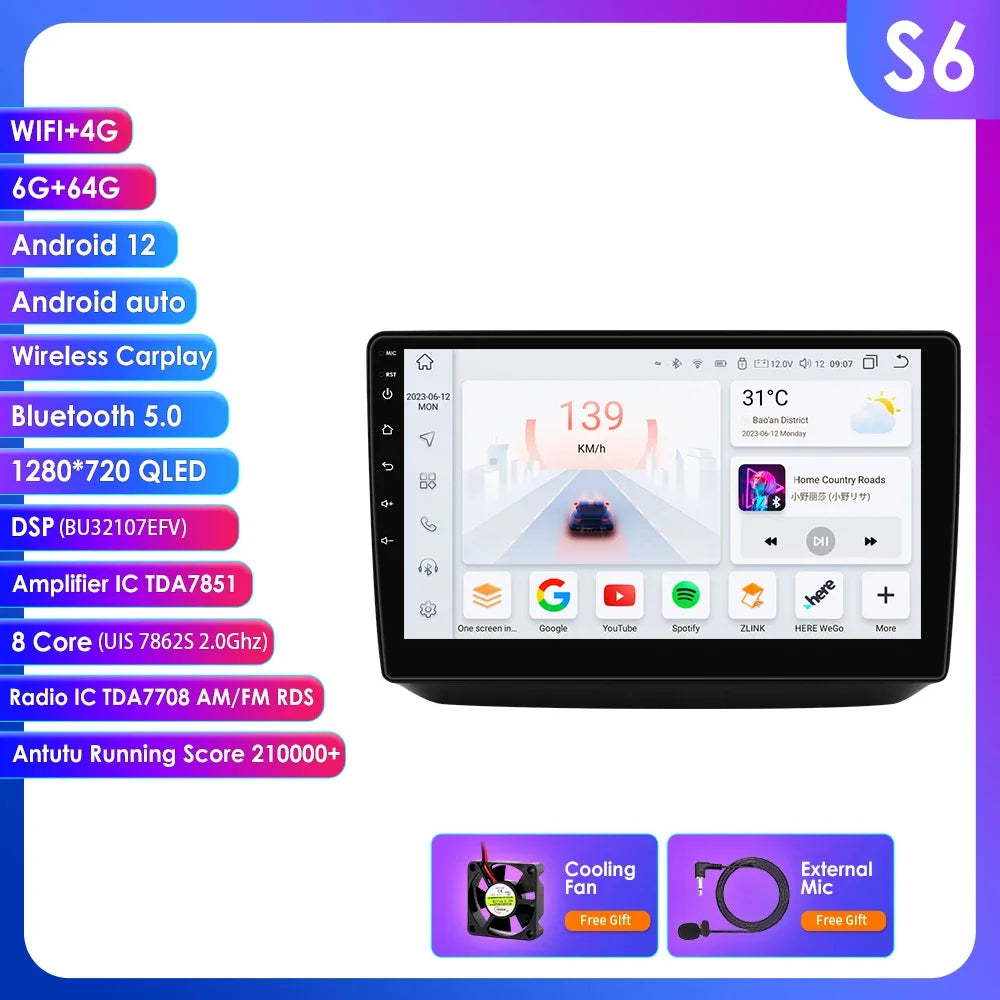 Skoda Fabia 2 2007 - 2014 10,1" Android 14 Carplay Android auto wireless wifi bt gps 4g  AUTMQ1FL