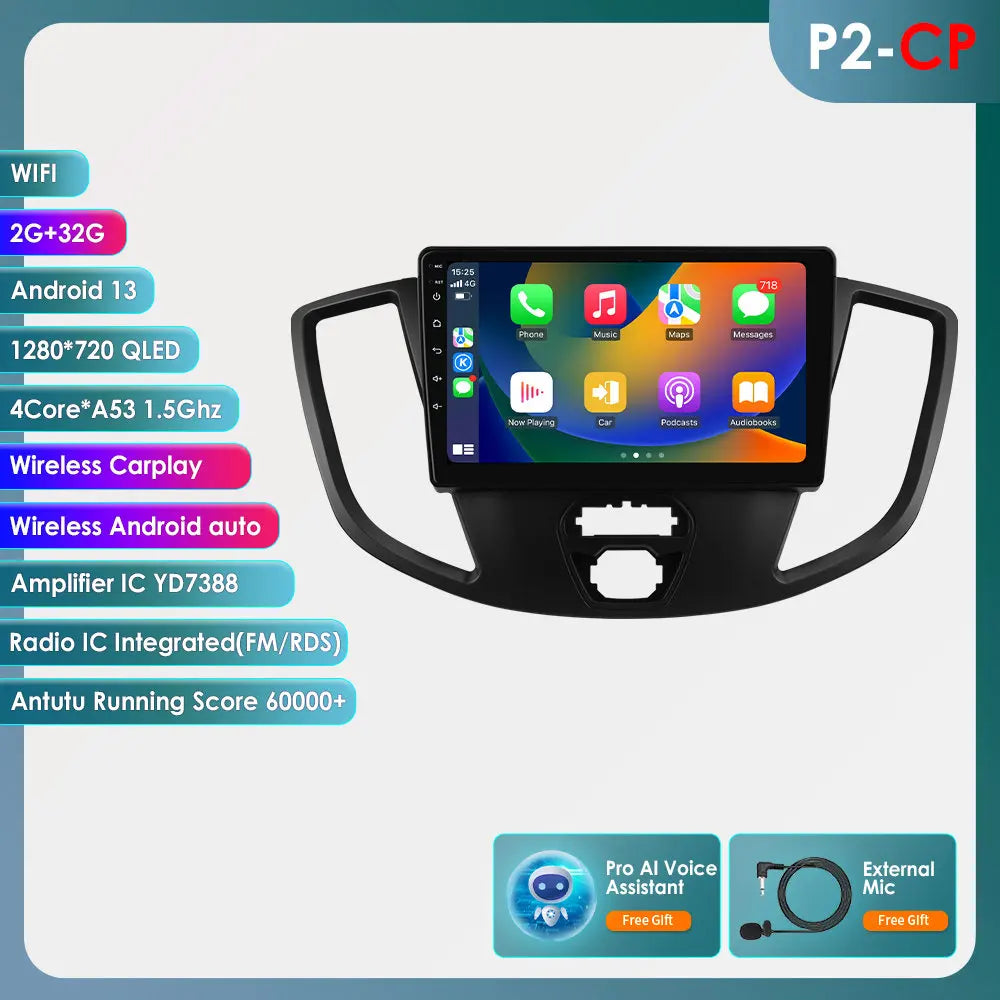 Ford Transit 2015-2018 9" Android 14 Carplay Android auto wireless wifi bt gps 4g  AUTMVLPD