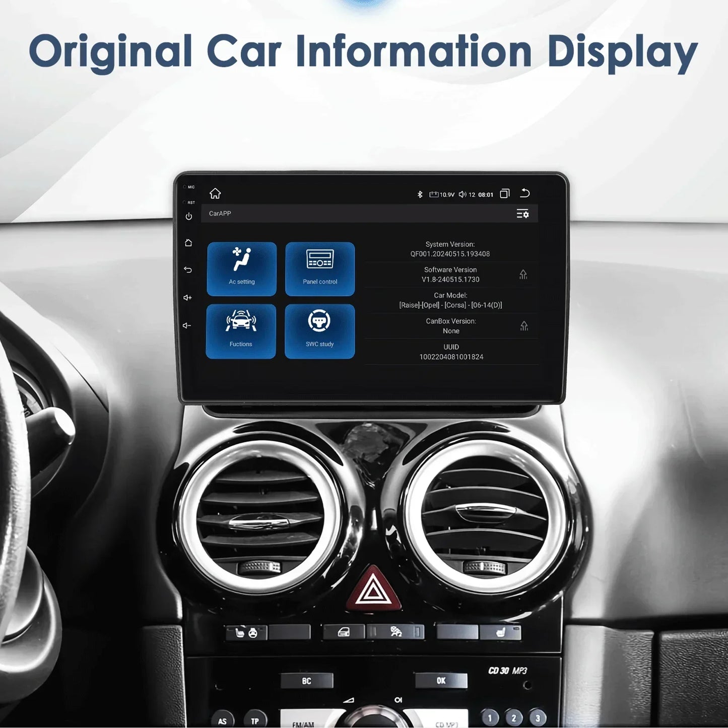 Opel Corsa D 2007-2012 Hatchback Van 9" Android 14 Carplay Android auto wireless wifi bt gps 4g AUTMVINX