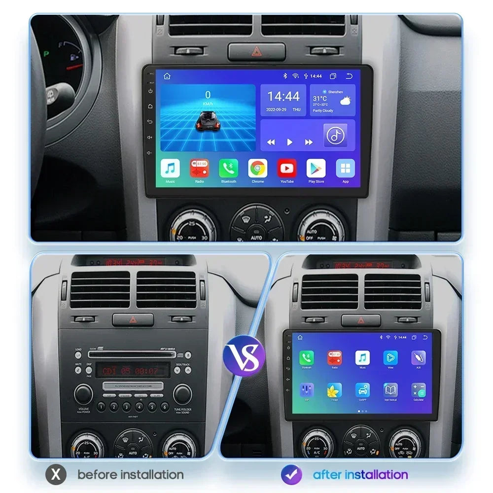 Suzuki Grand Vitara 3 2005 - 2015 9" Android 14 Carplay Android auto wireless wifi bt gps 4g AUTMAVRG