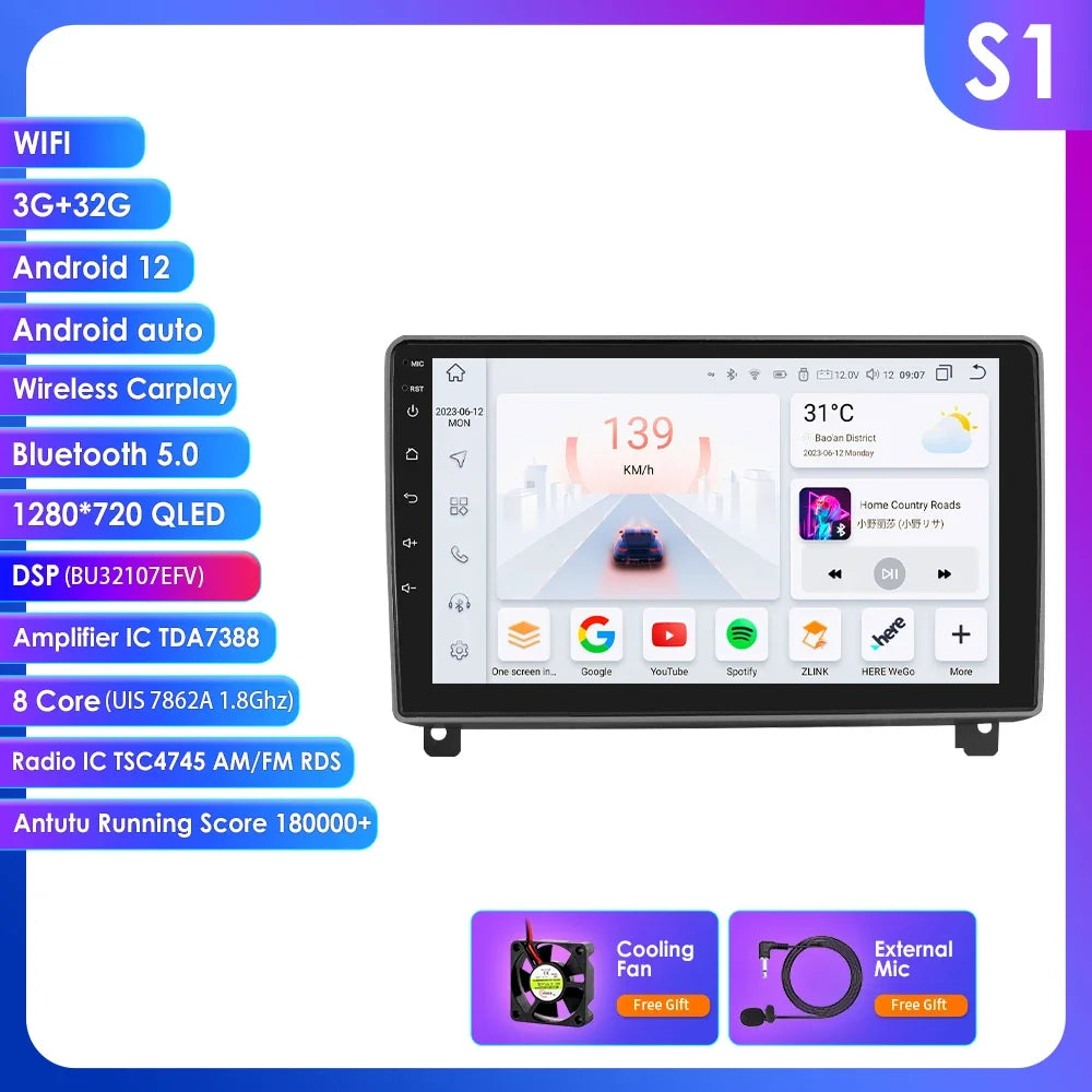 Peugeot 407 1  2004-2011 9" Android 14 Carplay Android auto wireless wifi bt gps 4g AUTMRWH2