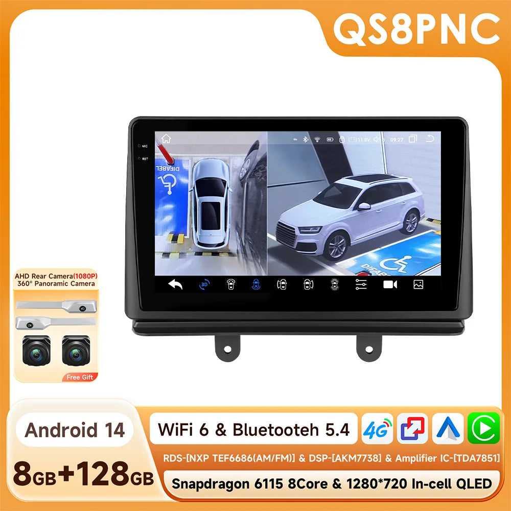 Fiat Doblo 2002-2009 9" Android 14 Carplay Android auto wireless wifi bt gps 4g AUTMJ1D0