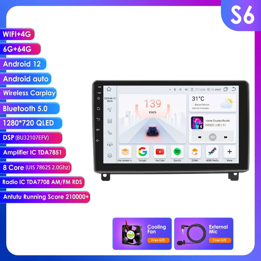 Peugeot 407 1  2004-2011 9" Android 14 Carplay Android auto wireless wifi bt gps 4g AUTMRWH2