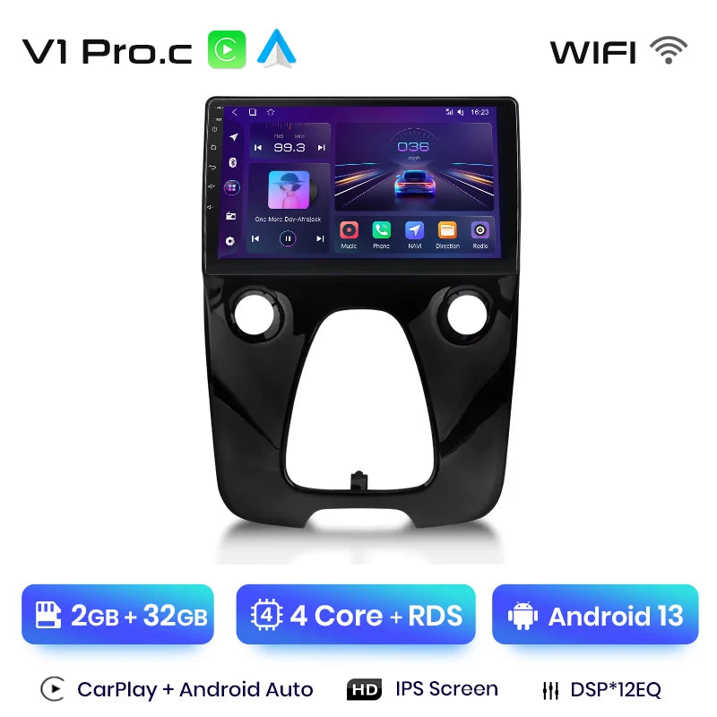 Toyota Aygo 2014 - 2021 9"  Wireless Android Auto Carplay Radio RDS WIFI BT GPS 4G Car Multimedia AUTMPEGCIT3