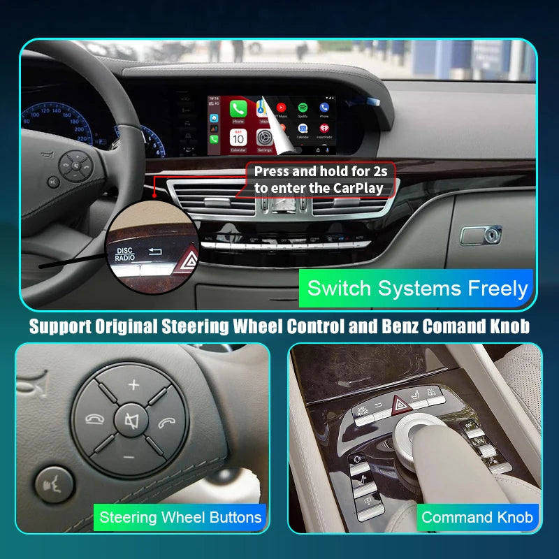 Mercedes Benz S-Class / CL W221 2006-2012 Wireless CarPlay  Android Auto Mirror Link AirPlay GPS  AUTMSCLW2