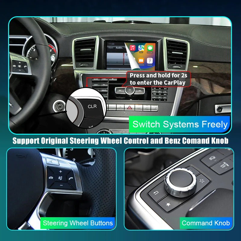 Mercedes Benz ML GL W166 X166 NTG4.5/4,7 2012-2015 Wireless CarPlay  Android Auto Mirror Link AirPlay GPS AUTMMCDMLG