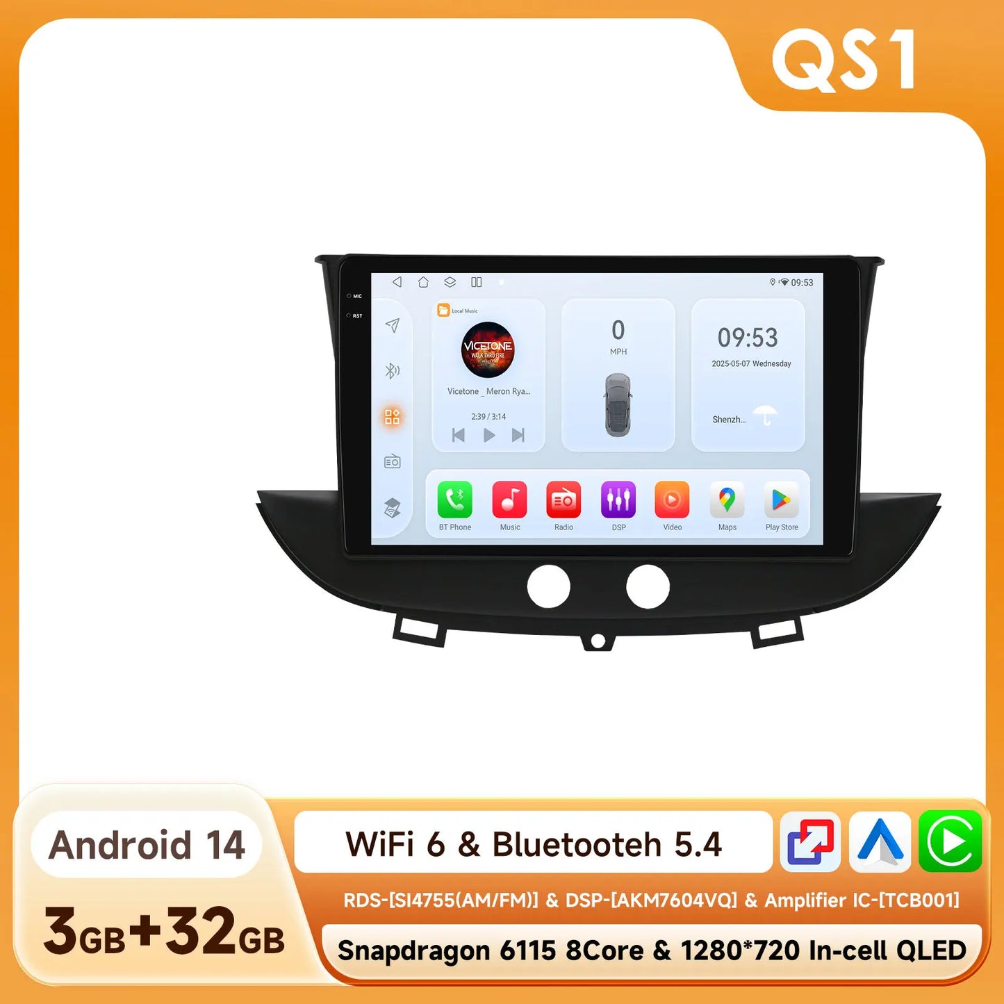 Opel Grandland X Crossland X 2016 - 2020  9" Android 14 Carplay Android auto wireless wifi bt gps 4g  AUTM0DD7